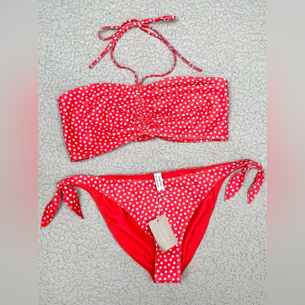 Daughters of Summer Swim Isabel Bandeau Top & Sadie Side Tie Bottoms Bikini